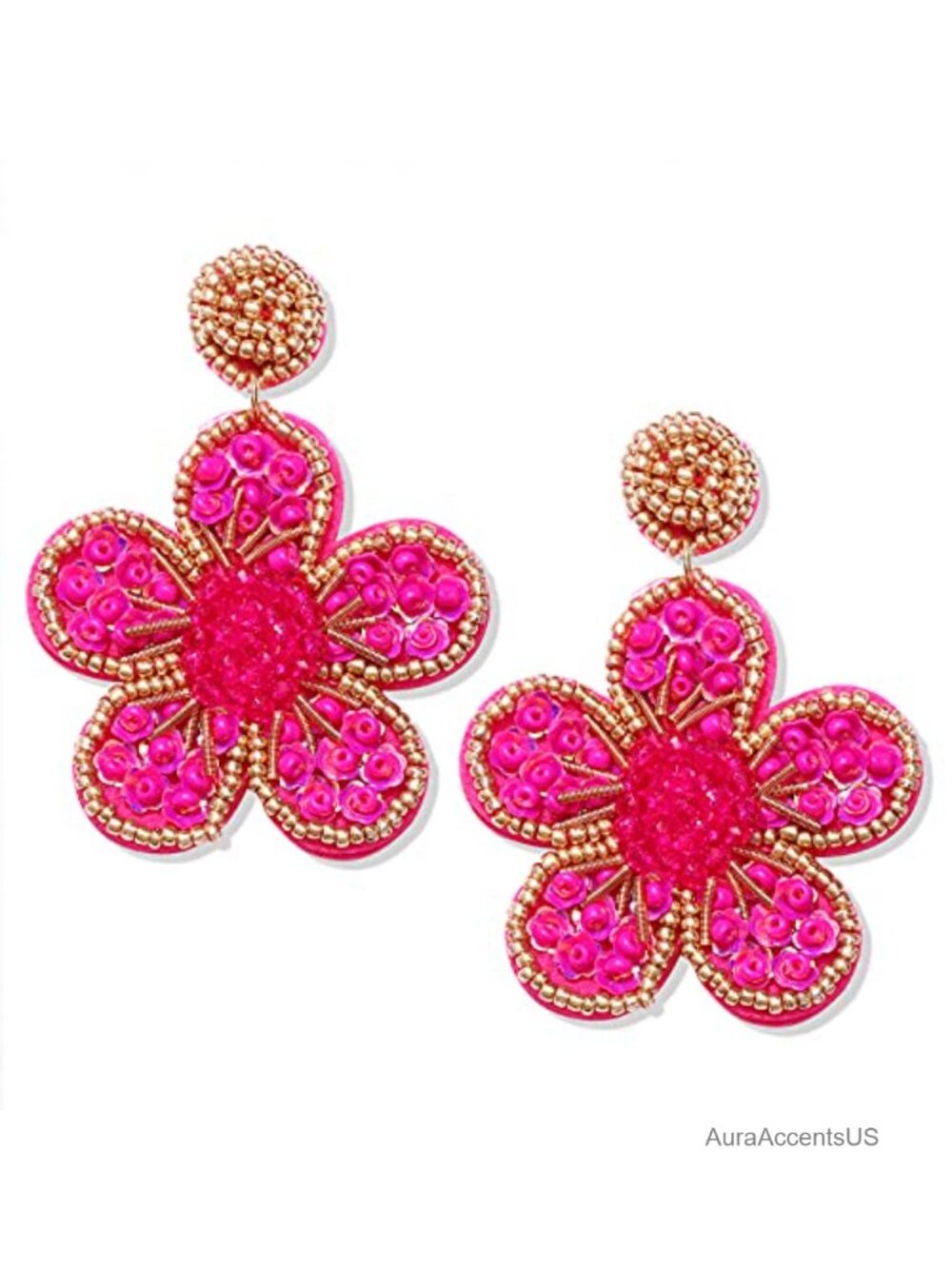 Handmade Beaded Flower Drop Earrings Bohemia Dangle Statement Jewelry for Women - Picture 1 of 6